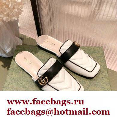 Gucci Double G Leather slipper 423694 Chevron White 2022