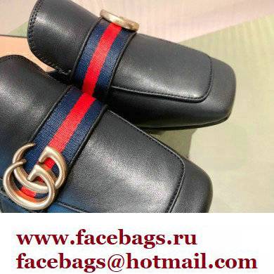 Gucci Double G Leather slipper 423694 Web Black 2022 - Click Image to Close