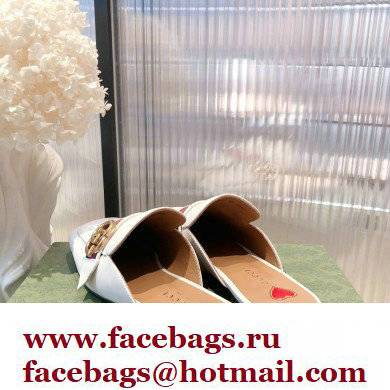 Gucci Double G Leather slipper 423694 Web White 2022 - Click Image to Close