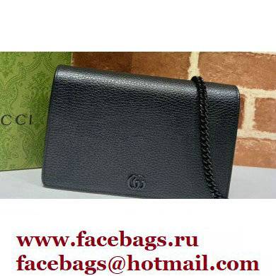 Gucci GG Marmont Chain Wallet 497985 Resin Hardware Black 2022