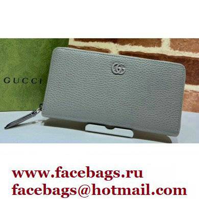 Gucci GG Marmont zip around Wallet 456117 Resin Hardware Gray 2022