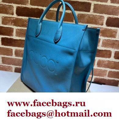 Gucci Medium/Large Tote Bag with Gucci Logo 674850 Blue 2022 - Click Image to Close