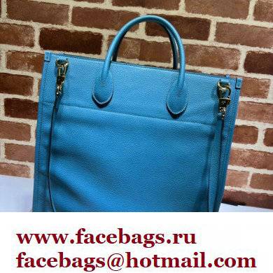 Gucci Medium/Large Tote Bag with Gucci Logo 674850 Blue 2022 - Click Image to Close