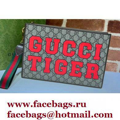 Gucci Tiger GG Pouch Cltuch Bag 688378 Brown 2022