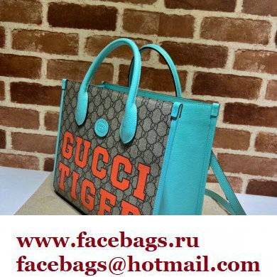 Gucci Tiger GG Small Tote Bag 659983 Blue 2022