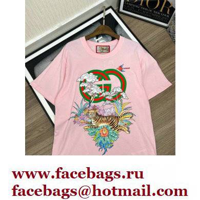 Gucci Tiger Interlocking G T-shirt pink - Click Image to Close
