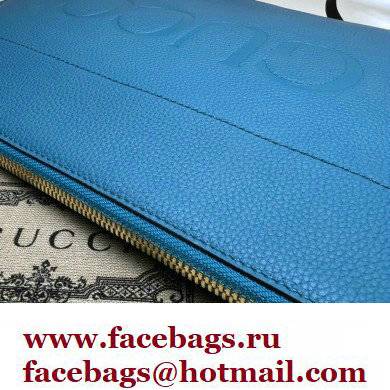 Gucci Zip Pouch Bag with Gucci Logo 681200 Blue 2022