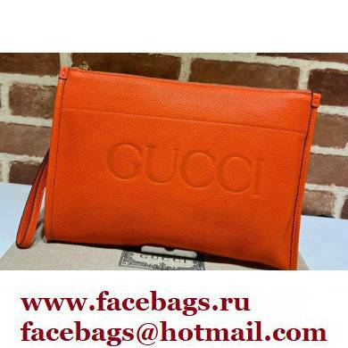 Gucci Zip Pouch Bag with Gucci Logo 681200 Orange 2022