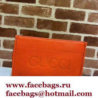 Gucci Zip Pouch Bag with Gucci Logo 681200 Orange 2022 - Click Image to Close