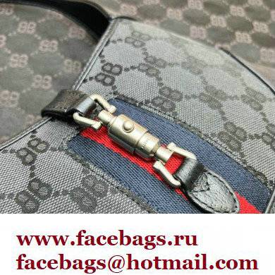 Gucci x Balenciaga The Hacker Project Mini Hobo Bag 680132 GG Canvas Black 2022 - Click Image to Close