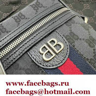 Gucci x Balenciaga The Hacker Project Shoulder Zip Bag 680129 GG Canvas Black 2022