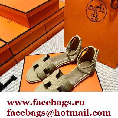 Hermes Epsom Calfskin Santorini Sandals Handmade Camel - Click Image to Close