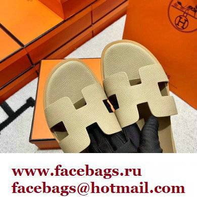 Hermes Epsom Calfskin Santorini Sandals Handmade Camel - Click Image to Close