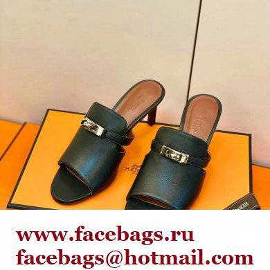 Hermes Kelly Buckle Cute Sandals Black