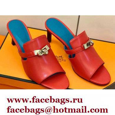 Hermes Kelly Buckle Cute Sandals Red