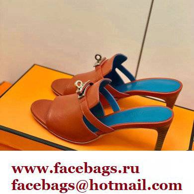 Hermes Kelly Buckle Cute Sandals Rouge Clay
