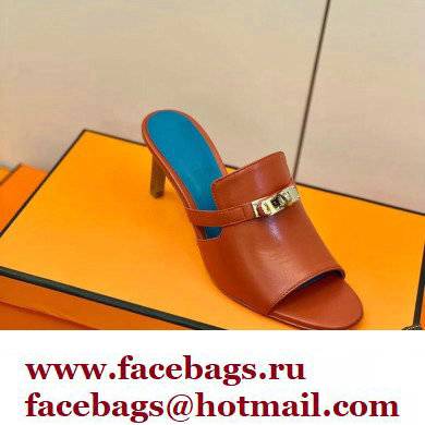 Hermes Kelly Buckle Cute Sandals Rouge Clay