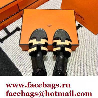 Hermes Moire Calfskin Santorini Sandals Handmade