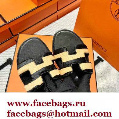 Hermes Moire Calfskin Santorini Sandals Handmade