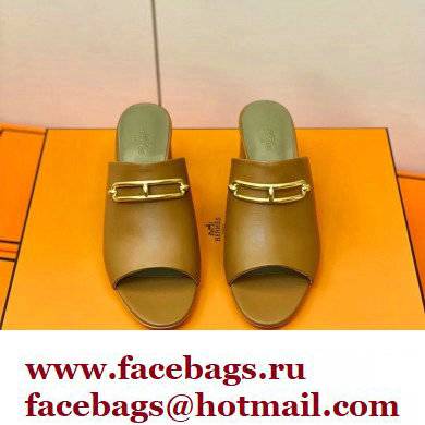 Hermes Roulis Buckle Camilla Mules Brown - Click Image to Close