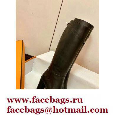 Hermes Story High Boots Black Handmade - Click Image to Close