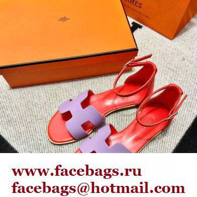 Hermes Swift Calfskin Santorini Sandals Handmade Purple