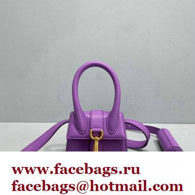 Jacquemus Le Chiquito Montagne Mini sac en cuir Bag Leather Purple - Click Image to Close