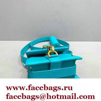 Jacquemus Le Chiquito Montagne Mini sac en cuir Bag Leather Turquoise Blue - Click Image to Close