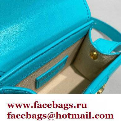 Jacquemus Le Chiquito Montagne Mini sac en cuir Bag Leather Turquoise Blue