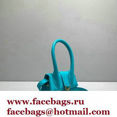 Jacquemus Le Chiquito Montagne moyen Petit sac en cuir Bag Leather Turquoise Blue