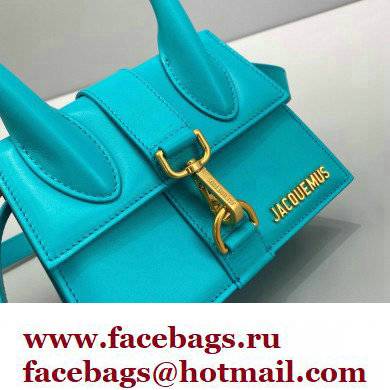 Jacquemus Le Chiquito Montagne moyen Petit sac en cuir Bag Leather Turquoise Blue - Click Image to Close