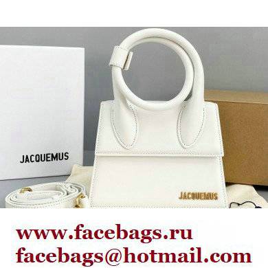 Jacquemus Le Chiquito Noeud Flexible Handle Small Bag Leather White