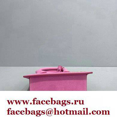 Jacquemus Le Chiquito Noeud Flexible Handle Small Bag Suede Pink - Click Image to Close