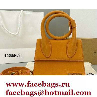 Jacquemus Le Chiquito Noeud Flexible Handle Small Bag Suede Yellow