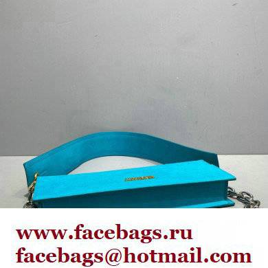 Jacquemus Le Ciuciu Rectangular Box Bag Suede Turquoise Blue - Click Image to Close