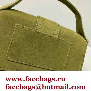 Jacquemus suede Le Bambino Mini Envelope Handbag army green