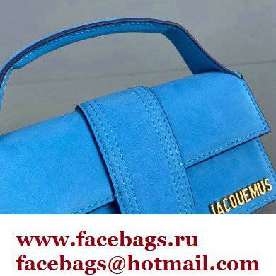 Jacquemus suede Le Bambino Mini Envelope Handbag blue - Click Image to Close