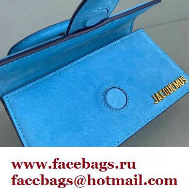 Jacquemus suede Le Bambino Mini Envelope Handbag blue - Click Image to Close