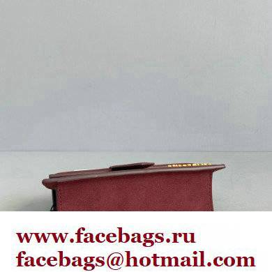 Jacquemus suede Le Bambino Mini Envelope Handbag burgundy - Click Image to Close