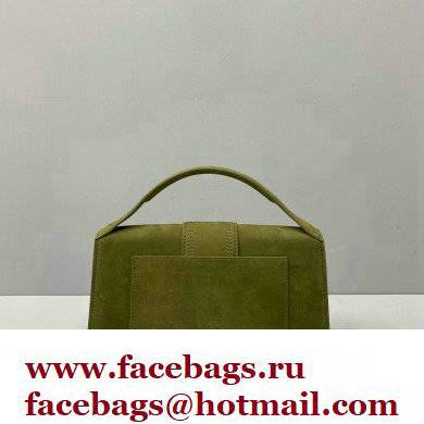 Jacquemus suede Le grand Bambino Large Envelope handbag army green - Click Image to Close