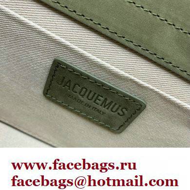 Jacquemus suede Le grand Bambino Large Envelope handbag army green