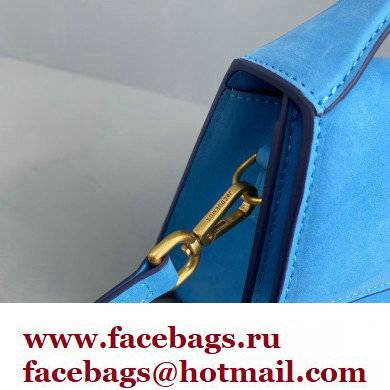 Jacquemus suede Le grand Bambino Large Envelope handbag blue - Click Image to Close
