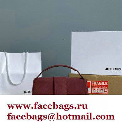 Jacquemus suede Le grand Bambino Large Envelope handbag burgundy - Click Image to Close