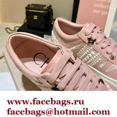 Jimmy Choo HAWAII/F Trainers Sneakers Pink with Pearl Embellishment 2022 - Click Image to Close