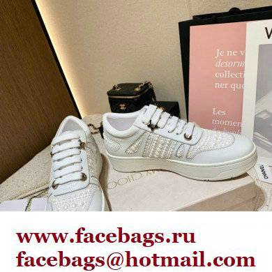 Jimmy Choo HAWAII/F Trainers Sneakers White with Pearl Embellishment 2022