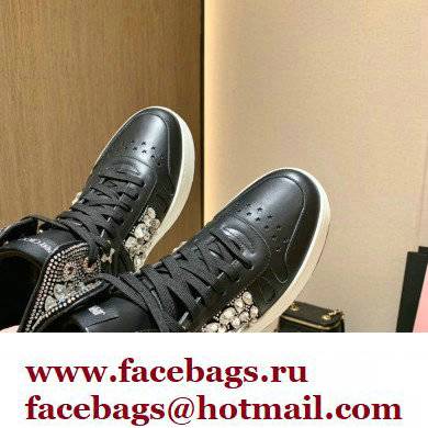 Jimmy Choo HAWAII HI TOP/F Trainers Sneakers Black with Crystal Embellishment 2022