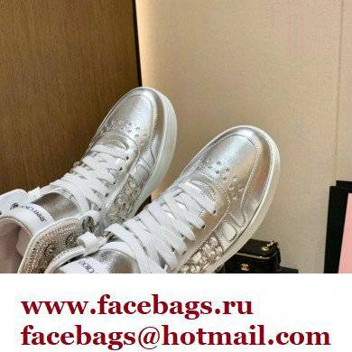 Jimmy Choo HAWAII HI TOP/F Trainers Sneakers Silver with Crystal Embellishment 2022 - Click Image to Close