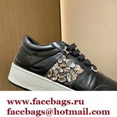 Jimmy Choo HAWAII LOW TOP/F Trainers Sneakers Black with Crystal Embellishment 2022 - Click Image to Close