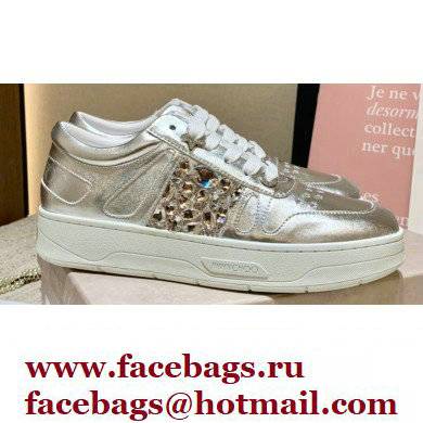Jimmy Choo HAWAII LOW TOP/F Trainers Sneakers Silver with Crystal Embellishment 2022