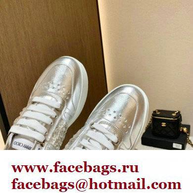 Jimmy Choo HAWAII LOW TOP/F Trainers Sneakers Silver with Crystal Embellishment 2022